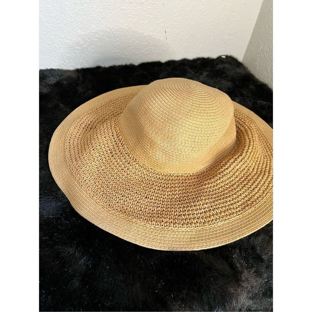 J Crew Wide Brim Sun Hat Womens One Size Light Toast Packable Floppy Beach Wear